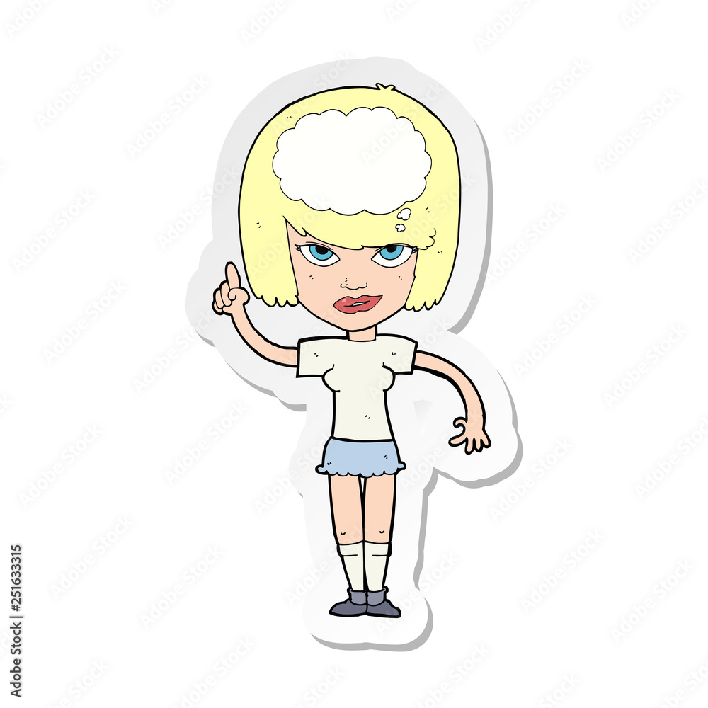 sticker of a cartoon woman with idea sticker of a cartoon woman with idea