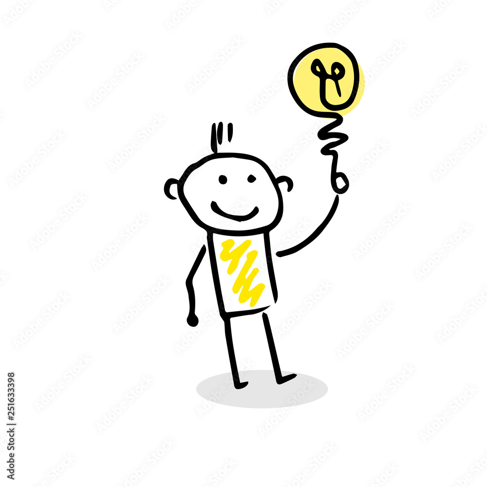 Simple vector stick figure with great idea. Simple vector stick figure with great idea.