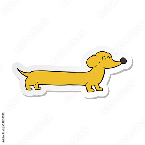 sticker of a cartoon dachshund