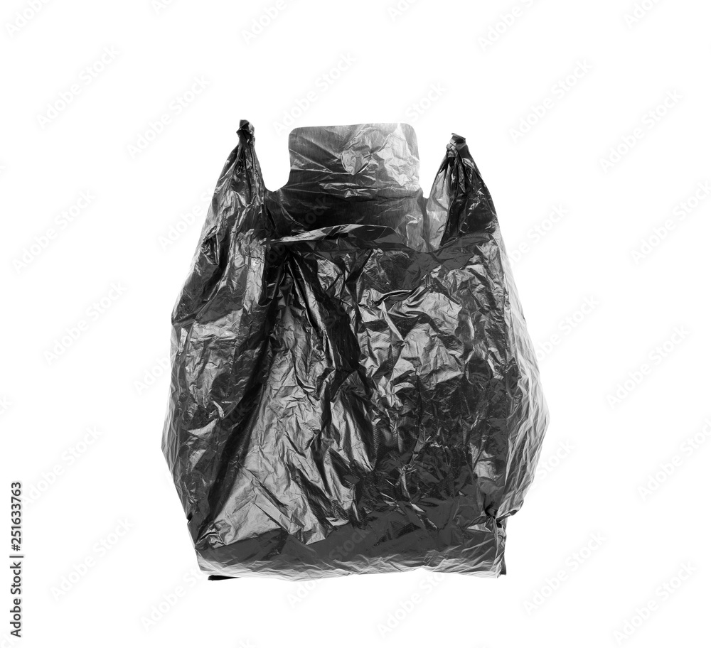 close up of a garbage bag on white background with clipping path