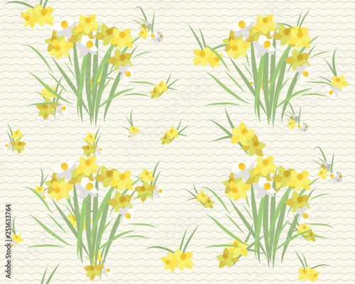 Floral narcissus retro vintage background, vector illustration
