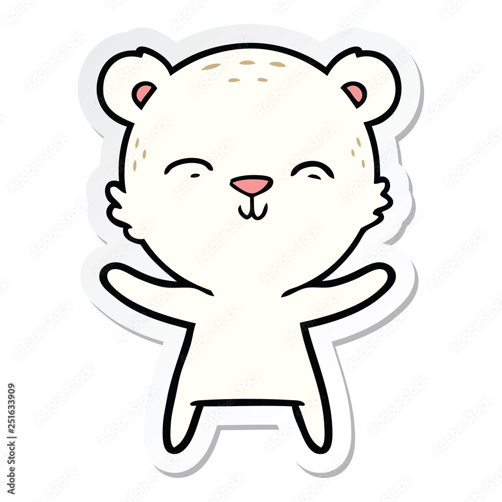 Fototapeta premium sticker of a happy cartoon polar bear