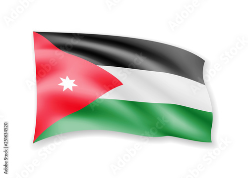 Free Download Waving Jordan flag on white. Flag in the wind vector illustration. - GFXLoad