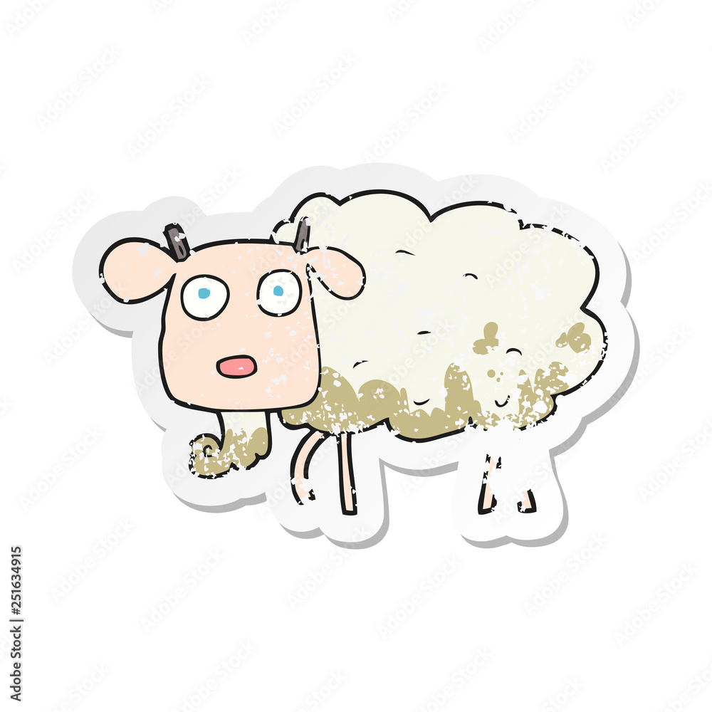 retro distressed sticker of a cartoon muddy goat retro distressed sticker of a cartoon muddy goat