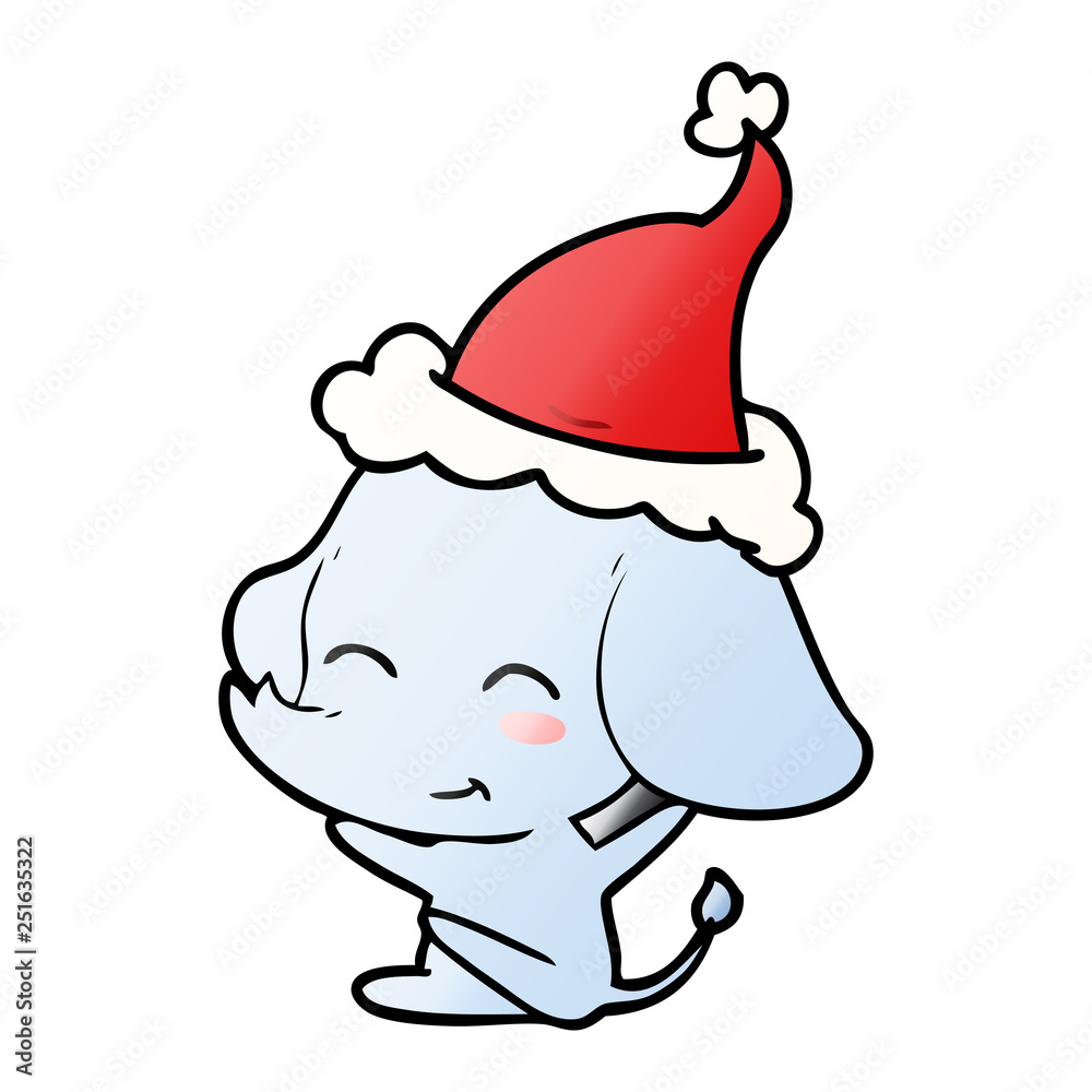 cute gradient cartoon of a elephant wearing santa hat cute gradient cartoon of a elephant wearing santa hat