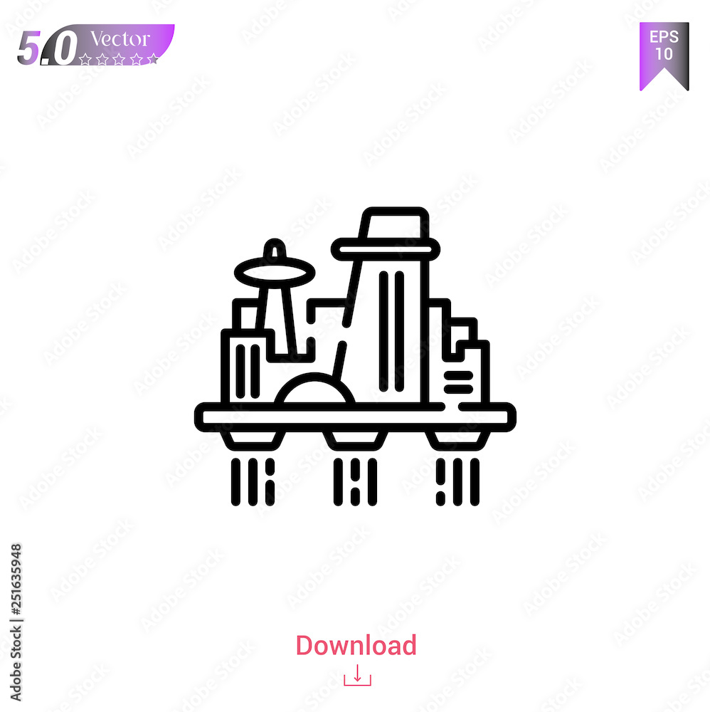 Outline city icon of future world icons isolated on white background. Line pictogram. Graphic design, mobile application, logo, user interface. Editable stroke. EPS10 format vector illustration Outline city icon of future world icons isolated on white background. Line pictogram. Graphic design, mobile application, logo, user interface. Editable stroke. EPS10 format vector illustration