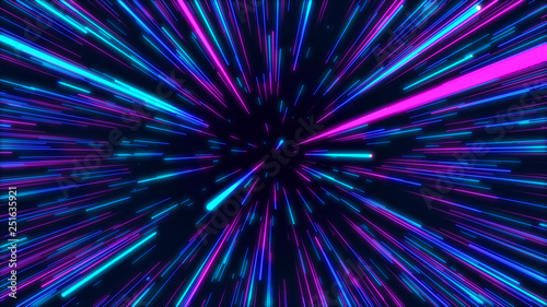 Blue, purple and pink abstract radial lines geometric background. Data flow tunnel. Explosion star. Motion effect. background