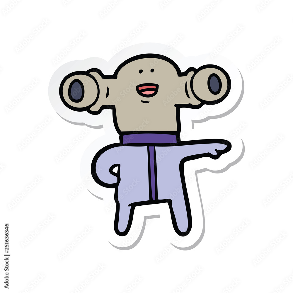 sticker of a friendly cartoon alien sticker of a friendly cartoon alien