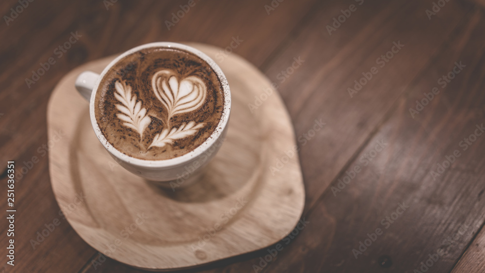 Hot Latte Coffee With A Heart Shape On Milk Foam Hot Latte Coffee With A Heart Shape On Milk Foam