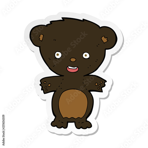 sticker of a cartoon black bear