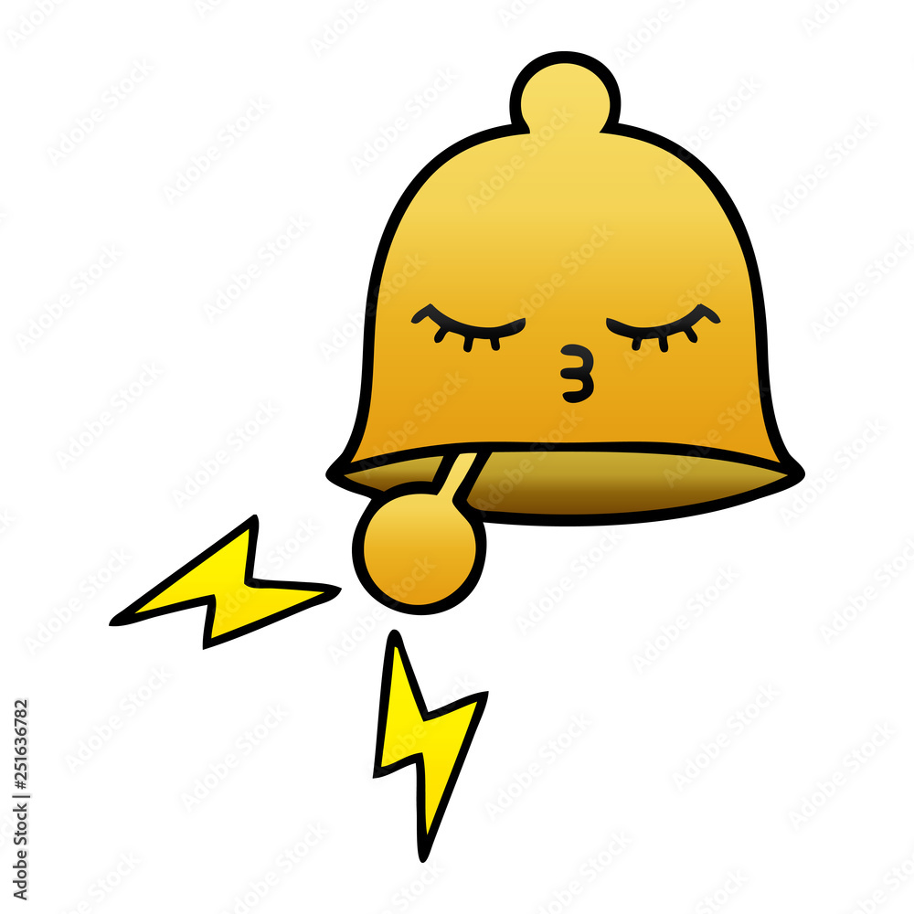 gradient shaded cartoon ringing bell gradient shaded cartoon ringing bell