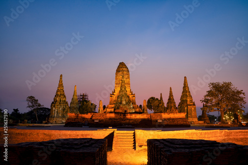 Wat Chaiwatthanaram temple in Ayuthaya Historical Park, a UNESCO world heritage site in Thailand