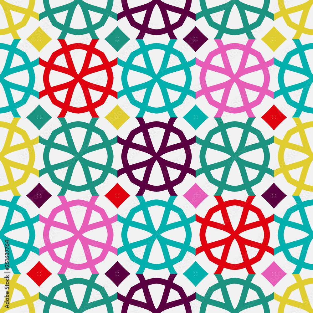 Seamless pattern with circular geometric elements.