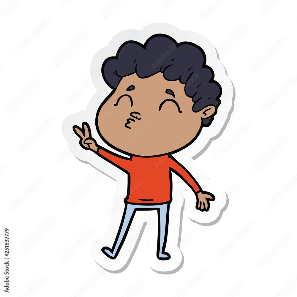 sticker of a cartoon man pouting sticker of a cartoon man pouting