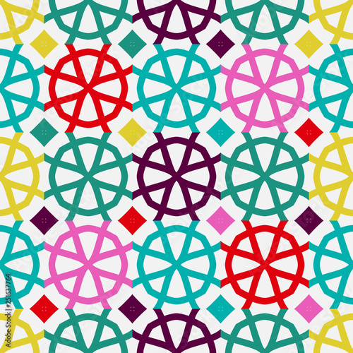Seamless pattern with circular geometric elements.