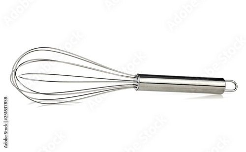 Stainless balloon whisk isolated in white background photo