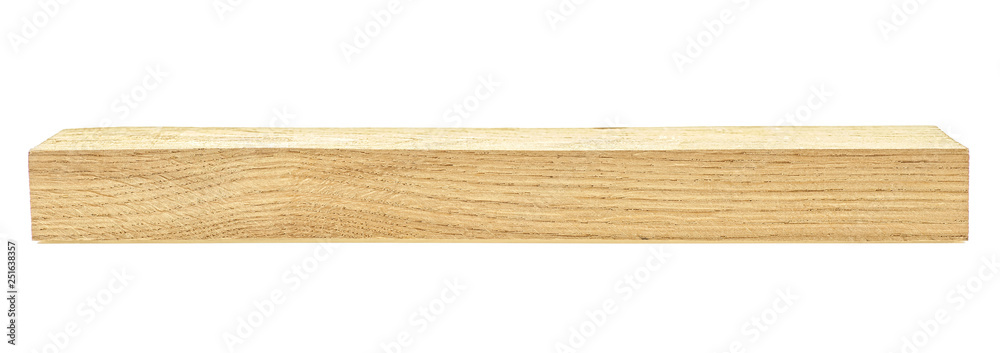 Wooden board isolated on white background. Oak wooden beam. - obrazy, fototapety, plakaty 