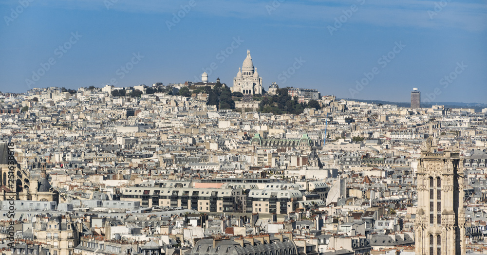 PARIS, FRANCE - 02 OCTOBER 2018:The Basilica of the Sacred Heart (Sacre Cœur Basilica). Montmartre, Paris, France
