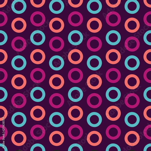 Seamless geometric pattern with colorful circles.