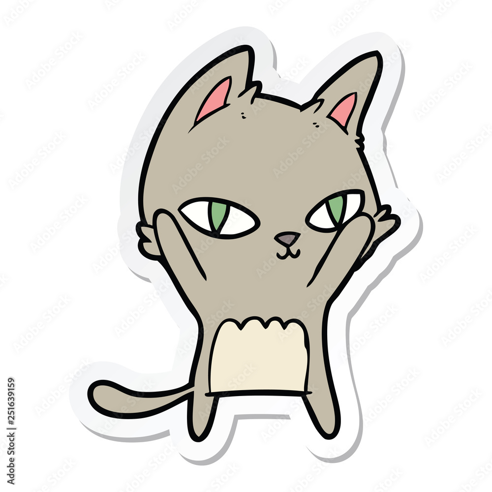 sticker of a cartoon cat staring sticker of a cartoon cat staring