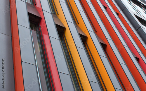 Modern architecture building in Stockholm with colorful abstract facade