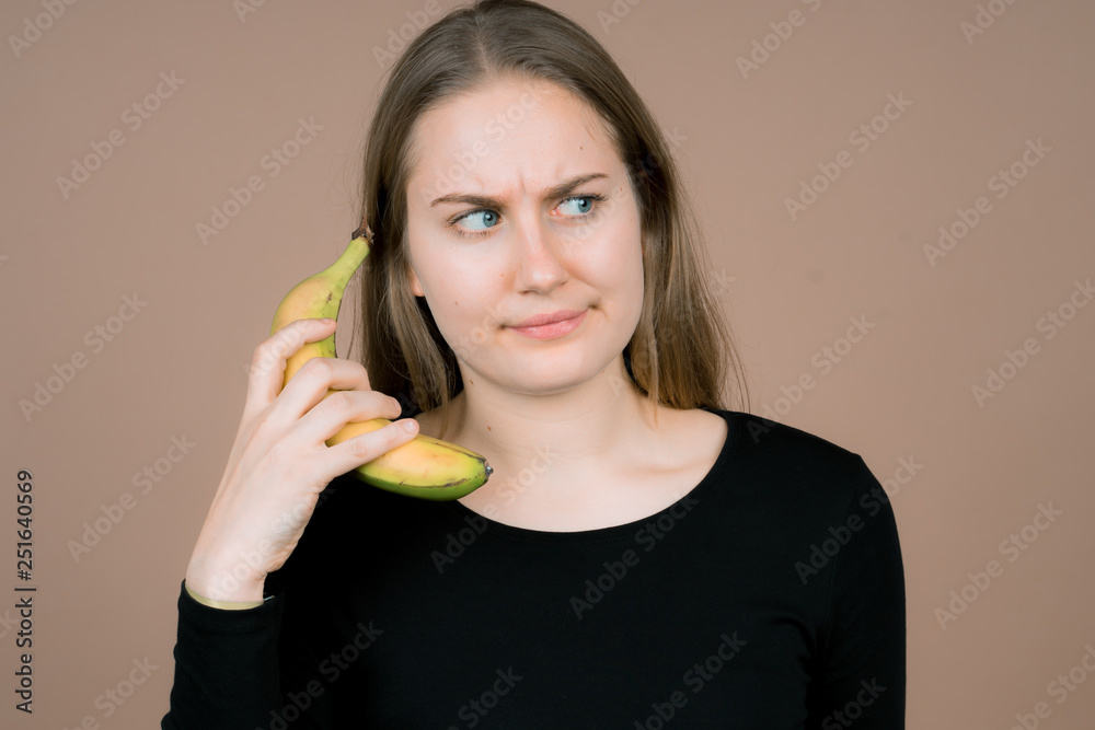 cute girl with a banana cute girl with a banana