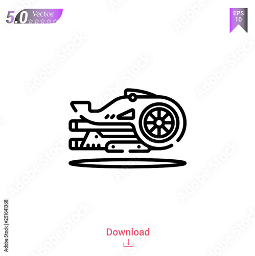 Outline  hover bike icon of future world icons isolated on white background. Line pictogram. Graphic design, mobile application, logo, user interface. Editable stroke. EPS10 format vector illustration