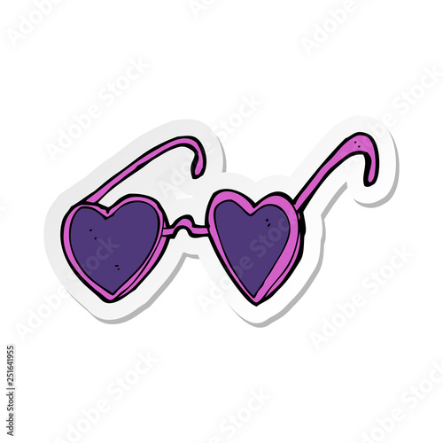 sticker of a cartoon heart sunglasses