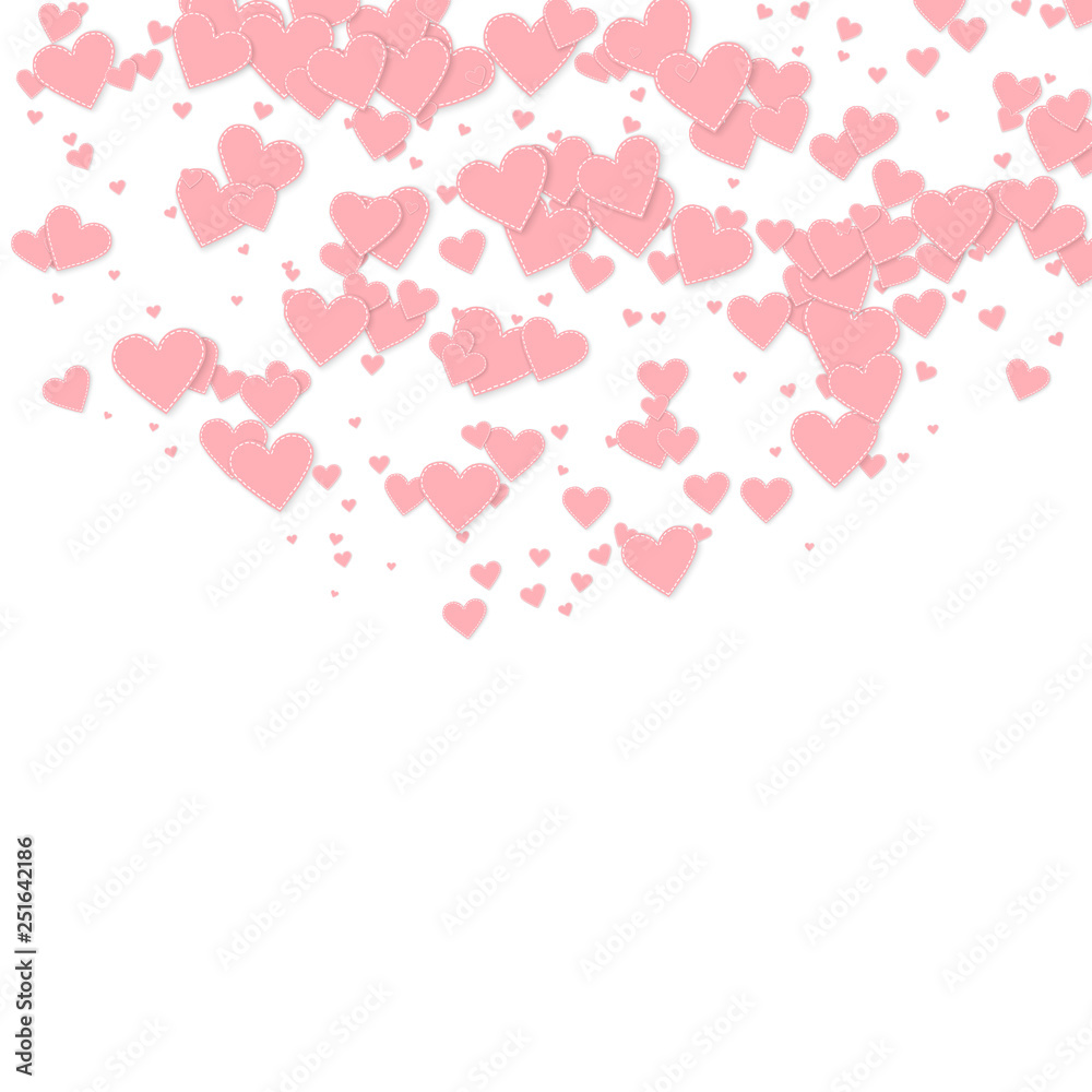 Pink heart love confettis. Valentine's day semicir