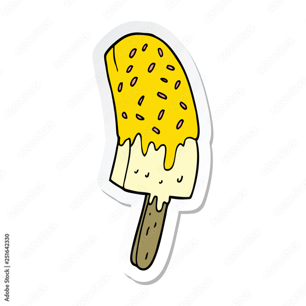 sticker of a cartoon ice cream lolly sticker of a cartoon ice cream lolly