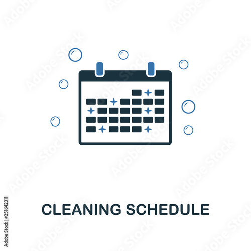 Cleaning Schedule icon. Creative two colors design from cleaning icons collection. UI and UX usage. Illustration of cleaning schedule icon. Pictogram isolated on white