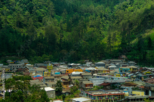 Dense residential areas in the countryside at the foot of Mount Slamet, Indonesia
