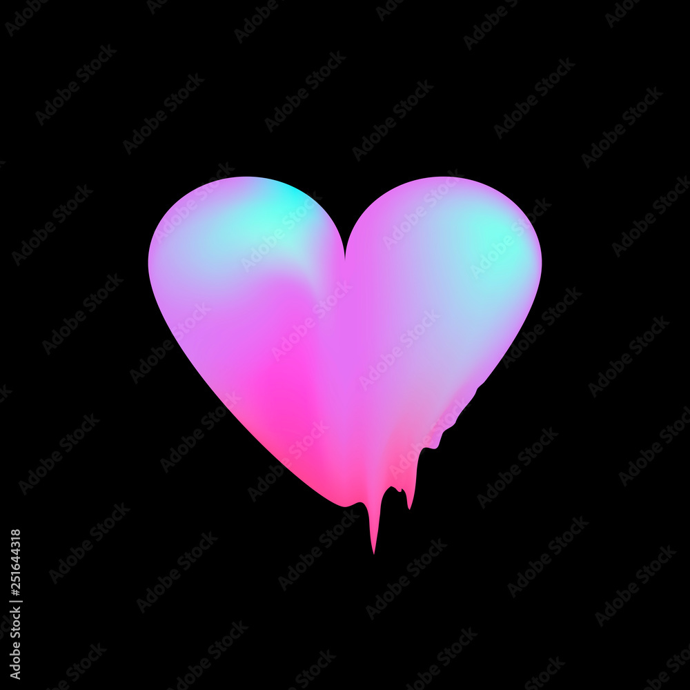 Heart with drain holographic effect. in Synthwave style. Abstract ...