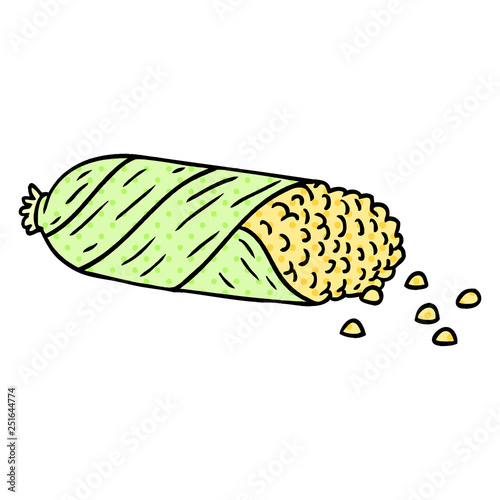 cartoon doodle of fresh corn on the cob