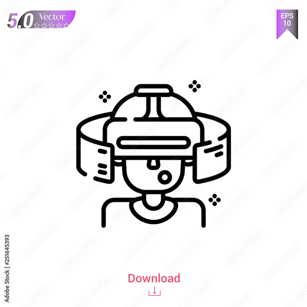 virtual reality icon of future world icons isolated on white background. Line pictogram. Graphic design, mobile application, logo, user interface. Editable stroke. EPS10 format vector illustration