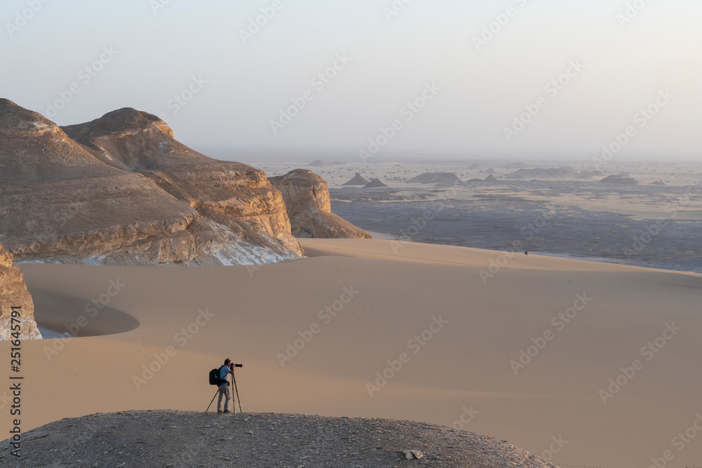 El Aqabat landscape in the White Desert National Park in Egypt.