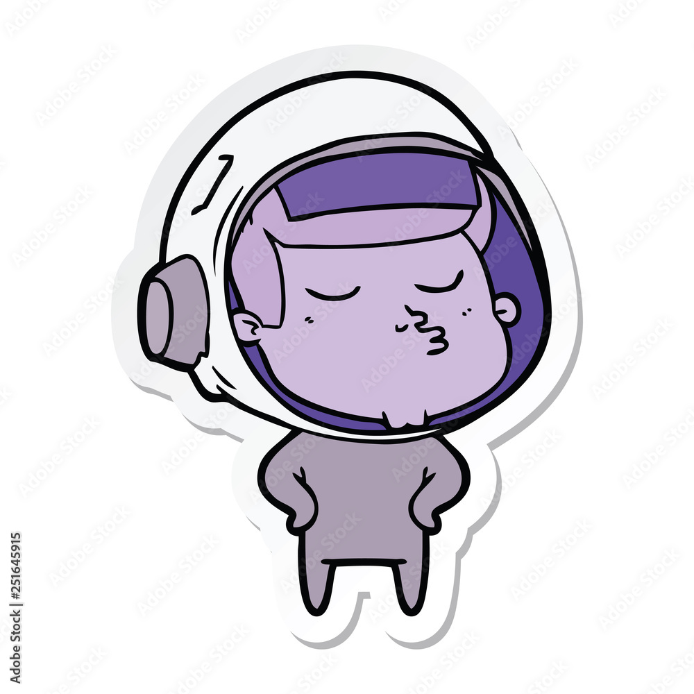 sticker of a cartoon confident astronaut sticker of a cartoon confident astronaut