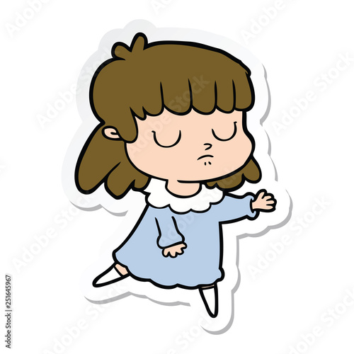 sticker of a cartoon indifferent woman