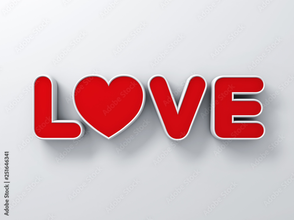 3d word love on white wall background with shadows 3D rendering 3d word love on white wall background with shadows 3D rendering