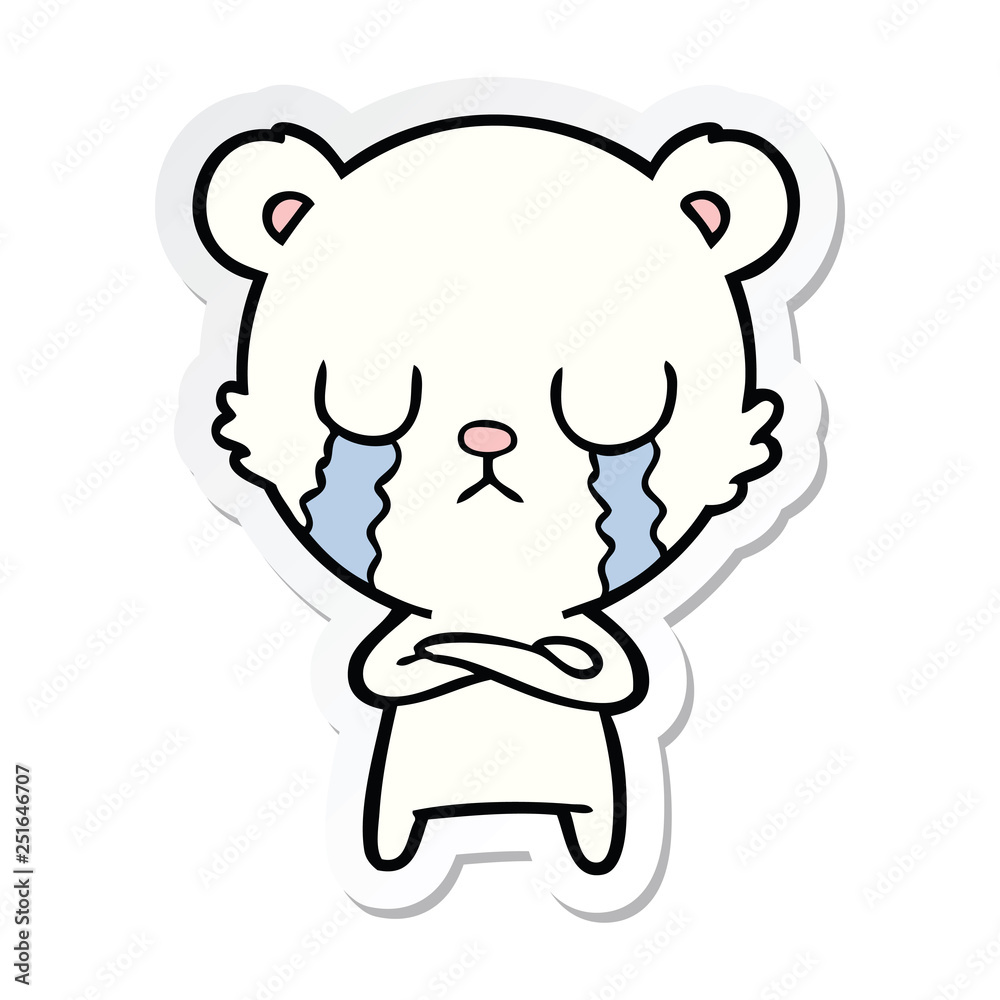 sticker of a crying polar bear cartoon sticker of a crying polar bear cartoon