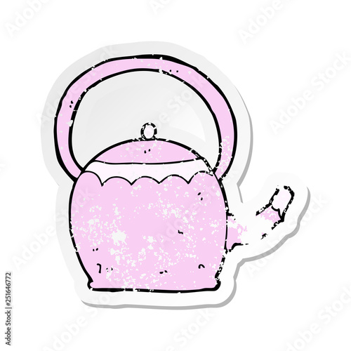 retro distressed sticker of a cartoon tea pot