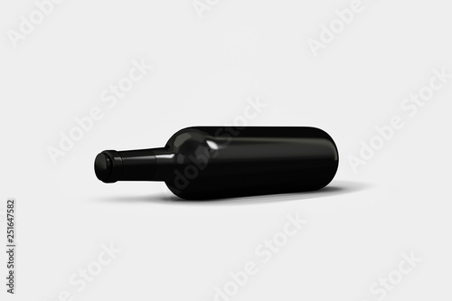 Wine Bottle Mock-Up isolated on soft gray background. Blank Label. 3D rendering
