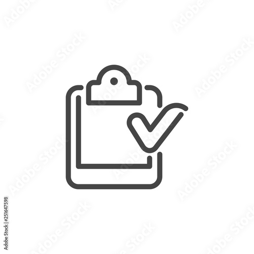 Portable Calendar with Check Mark. Completed Task, Event Approval, Checklist Done Concept Logo Isolated. Time Management Line Sign. Vector Illustration for Web and App in Outline Style