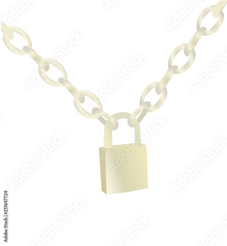 Metal chain and padlock. vector illustration