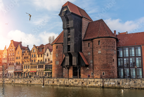 Canvastavla Zuraw, a famous Gdansk port crane by the Motlawa