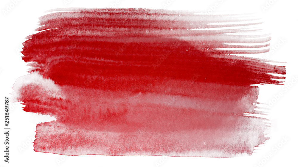 Watercolor element texture red stain background painted with a brush, hand-drawing.