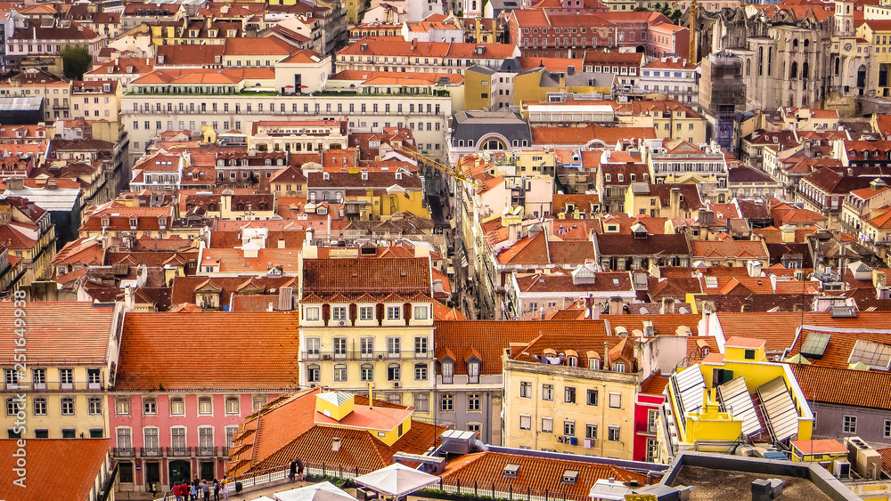 View of downtown Lisbon from the Sao Jorge Castle.