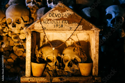 Naples (Italy) - The Fontanelle cemetery is a charnel house, an ossuary, located in a cave in the tuff hillside in the Materdei section of the city