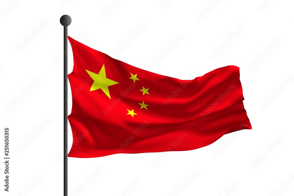 Waving flag of China. 3D rendering Waving flag of China. 3D rendering