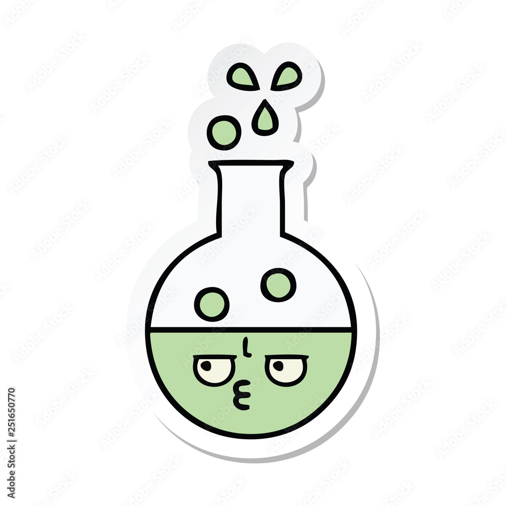 Obraz premium sticker of a cute cartoon test tube